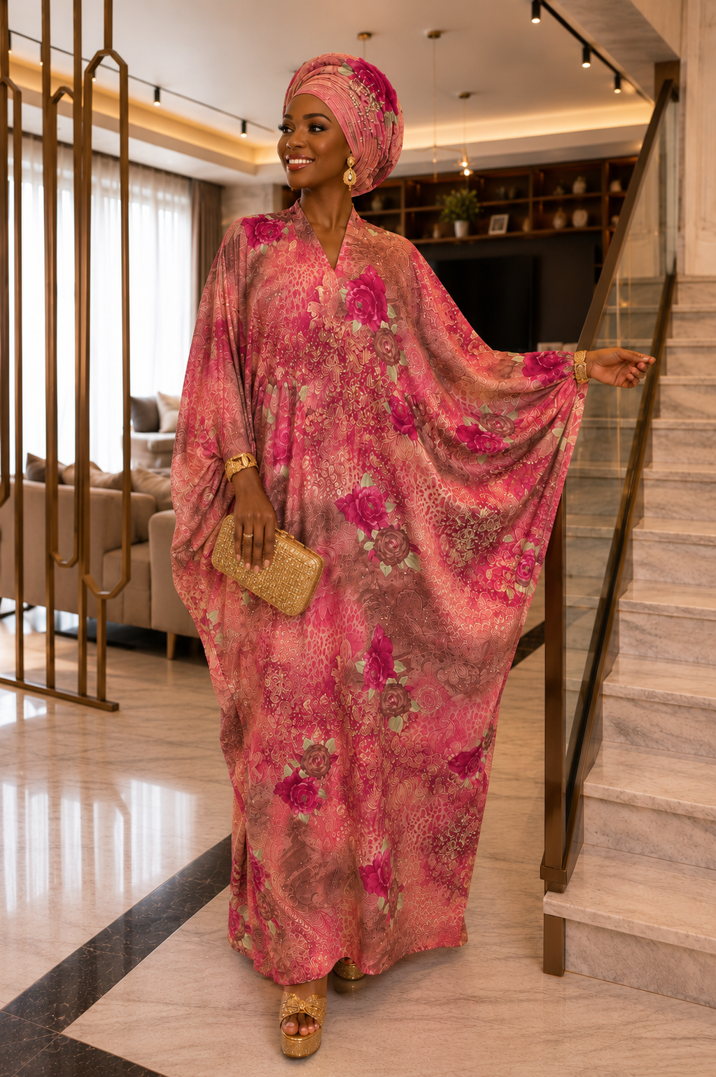 ROSE ROYALE BATWING KAFTAN
